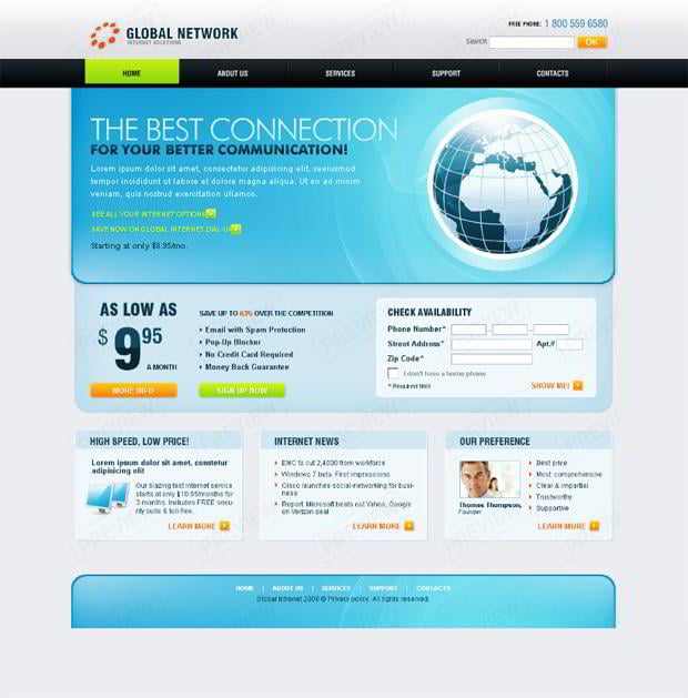 globe graphic in web design - Global Network